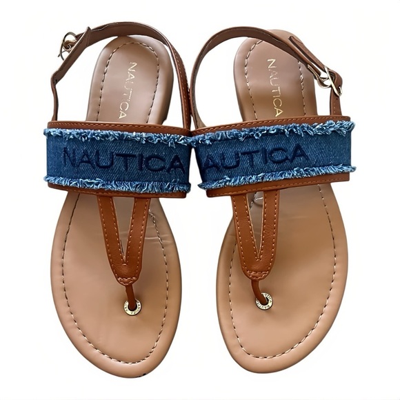 Nautica Buckle Thong Flip-Flop Flat Sandals Size 7 Open Toe Slingback - Picture 1 of 6
